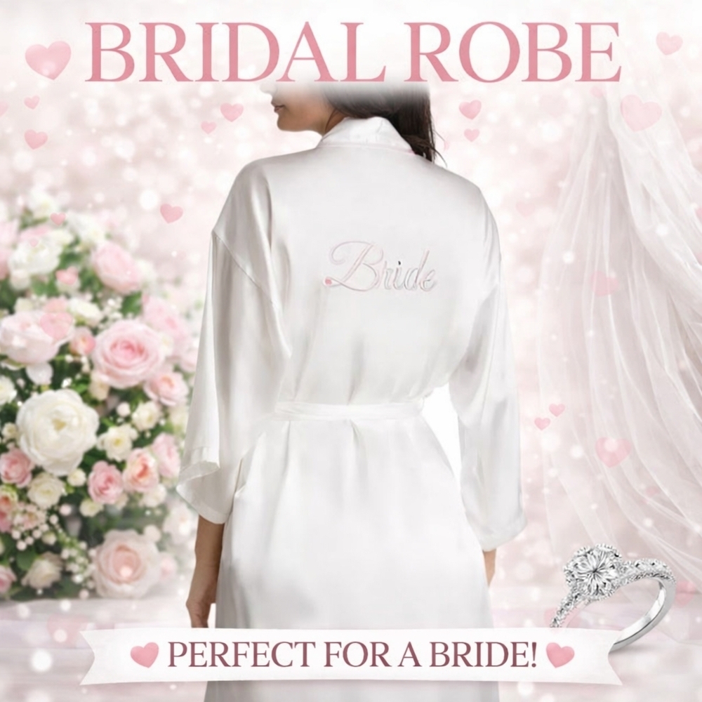 Linea Donatella Bride Satin Wrap Robe, Cami & Tap Shorts Set  SIZE: MEDIUM NEW